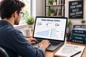 Beginner working online from home to make money online