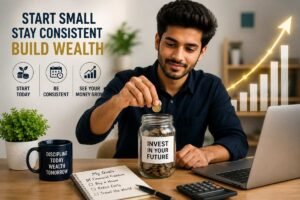 Young beginner investor building wealth through consistent investing and long term financialgrowth.
