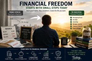 Path from living paycheck to paycheck to long term financial stability and freedom