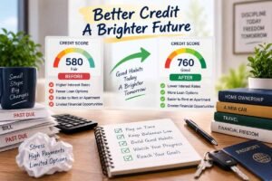 Before and after comparison of improving a credit score