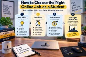 How to choose the right online job as a student based on skills, available time, and interests.