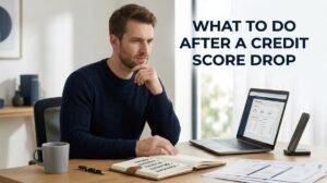 Man reviewing his credit report and creating a checklist to improve his credit