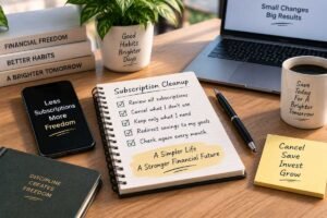 Monthly subscription audit checklist for reviewing and canceling unnecessary subscriptions