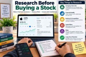 Researching a stock before buying with a stock market checklist