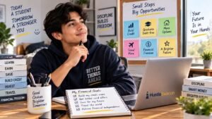 Student building credit and planning for a stronger financial future