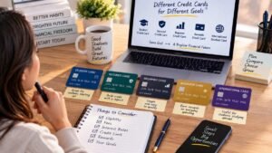 Students comparing different credit card options